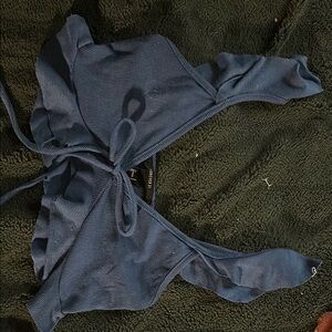 Blue Ribbed Women's Intimate Top